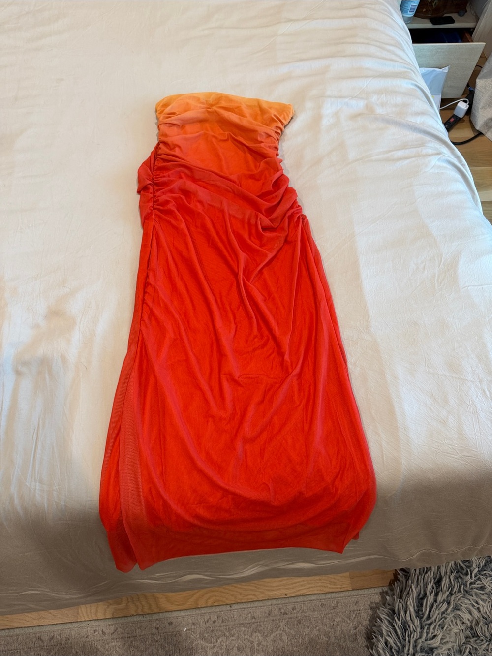 Strapless Orange Ombre Maxi Dress